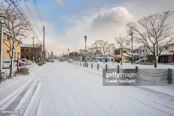 street in hakodate in winter - hokkaido city stock pictures, royalty-free photos & images