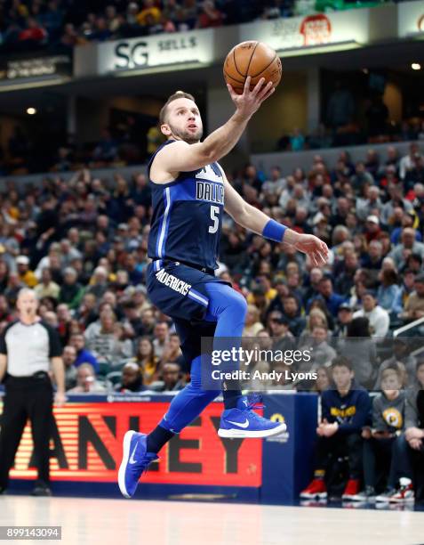 Barea of the Dallas Mavericks shoots the ball against the Indiana Pacers during the game at Bankers Life Fieldhouse on December 27, 2017 in...