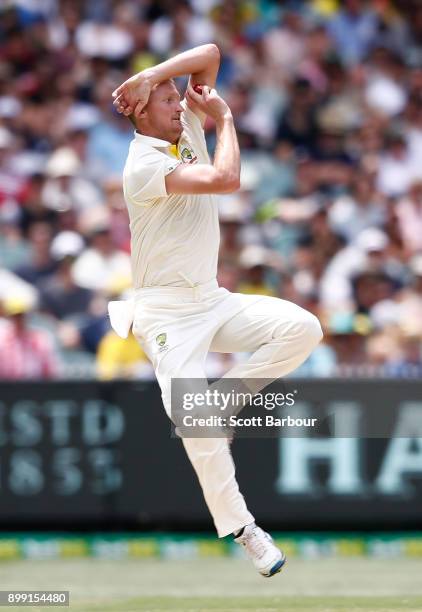 Jackson Bird of Australia bowls during day three of the Fourth Test Match in the 2017/18 Ashes series between Australia and England at Melbourne...