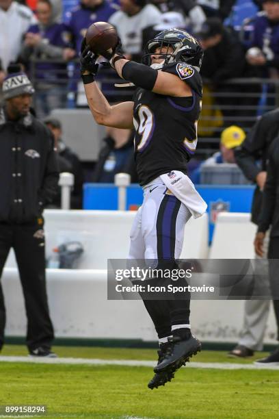 Baltimore Ravens running back Danny Woodhead warms up on December 23 at M&T Bank Stadium in Baltimore, MD. The Baltimore Ravens defeated the...