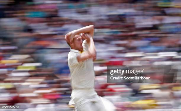 Jackson Bird of Australia bowls during day three of the Fourth Test Match in the 2017/18 Ashes series between Australia and England at Melbourne...