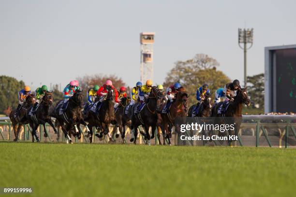 Jockeys compete the Japan Cup in association with Longines at Tokyo Racecourse on November 26, 2017 in Tokyo, Japan.
