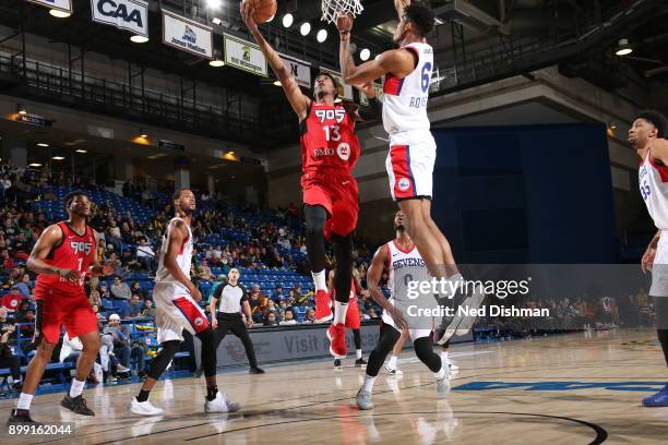 Malcolm Miller of the 905 Raptors shoots the ball against the Delaware 87ers during a G-League at the Bob Carpenter Center in Newark, Delaware on...