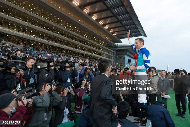 Jockey Hugh Bowman with Cheval Grand wins the 37th Japan Cup in association with Longines at Tokyo Racecourse on November 26, 2017 in Tokyo, Japan.