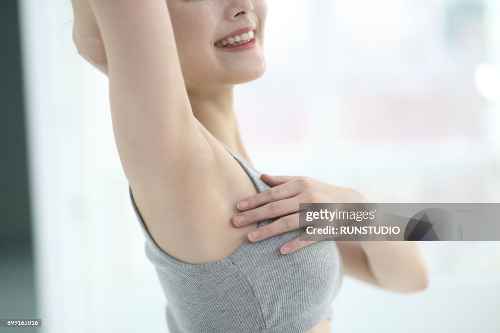 Cropped Image Of Woman Touching Armpit