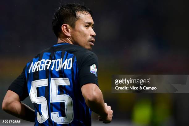 Yuto Nagatomo of FC Internazionale looks on during the TIM Cup football match between AC Milan and FC Internazionale. AC Milan won 1-0 over FC...