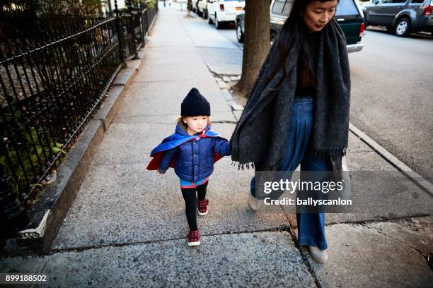 Boy With Cape, Walking With Mother