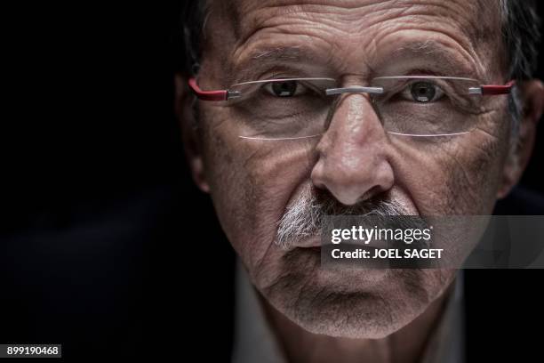 French Rugby Union national team coach Jacques Brunel poses during a photo session in Paris, on December 27, 2017. Guy Noves was sacked on December...