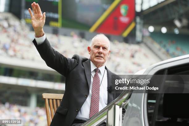 Australian cricket legend Greg Chappell is seen during day three of the Fourth Test Match in the 2017/18 Ashes series between Australia and England...