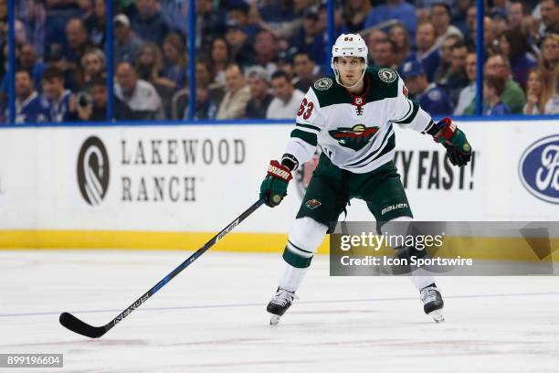 Minnesota Wild left wing Tyler Ennis skates in the third period of the NHL game between the Minnesota Wild and Tampa Bay Lightning on December 23,...