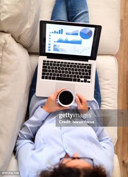 working from home - computer screen over shoulder stock pictures, royalty-free photos & images