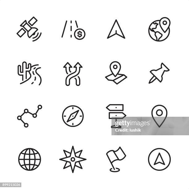 ilustrações de stock, clip art, desenhos animados e ícones de navigation - outline icon set - sertão