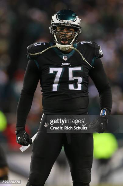 Vinny Curry of the Philadelphia Eagles in action against the Oakland Raiders during a game at Lincoln Financial Field on December 25, 2017 in...