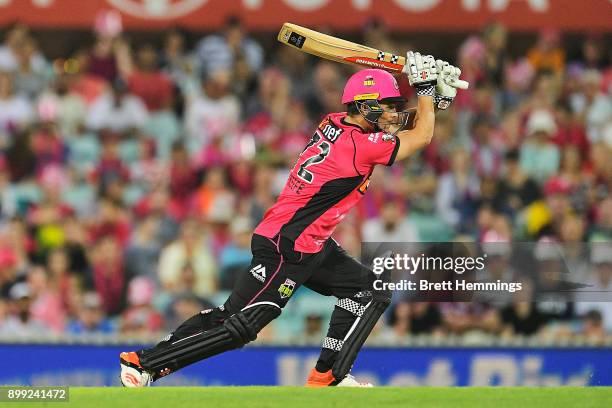 Stephen O'Keefe of the Sixers bats during the Big Bash League match between the Sydney Sixers and the Adelaide Strikers at Sydney Cricket Ground on...