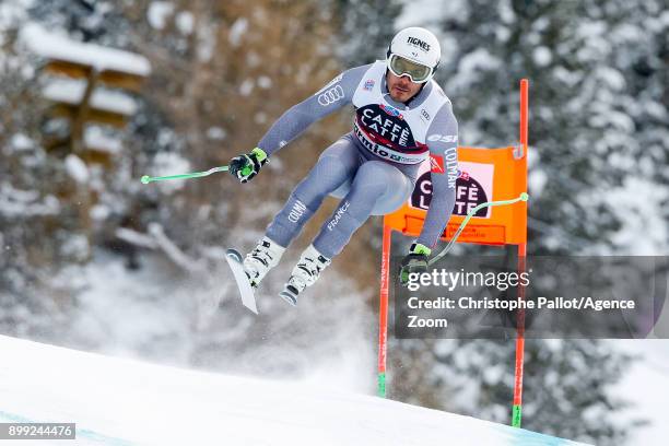 Johan Clarey of France competes during the Audi FIS Alpine Ski World Cup Men's Downhill on December 28, 2017 in Bormio, Italy.