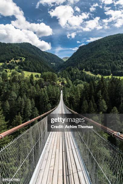 suspension bridge, goms, switzerland, europe - hängebrücke imagens e fotografias de stock