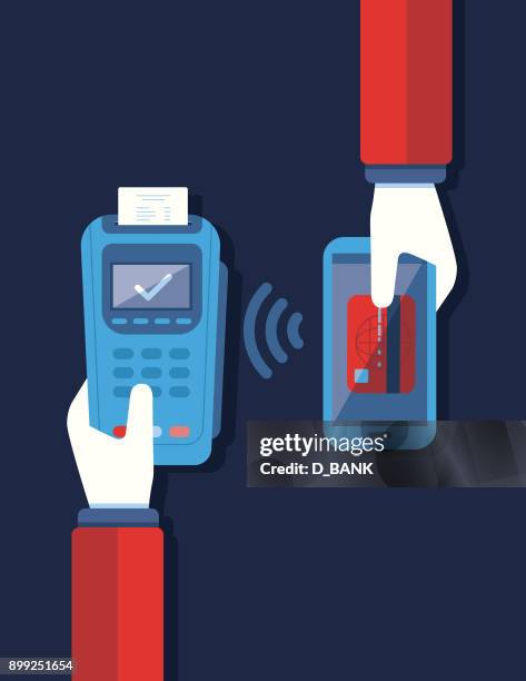 contactless payment - using debit card stock illustrations