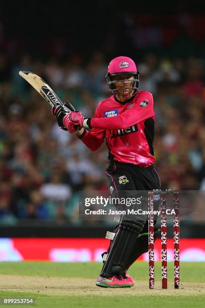 Johan Botha of the Sixers bats during the Big Bash League match between the Sydney Sixers and the Adelaide Strikers at Sydney Cricket Ground on...