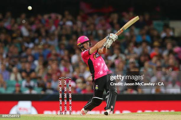 Steve O'Keefe of the Sixers bats during the Big Bash League match between the Sydney Sixers and the Adelaide Strikers at Sydney Cricket Ground on...