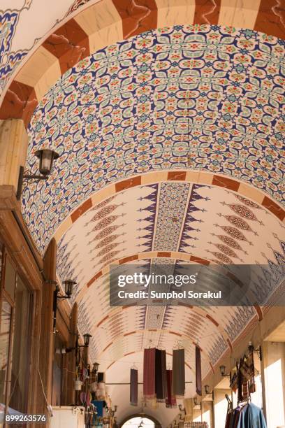 colourful vaulted mosaics ceiling of building in urgup - urgup stock pictures, royalty-free photos & images