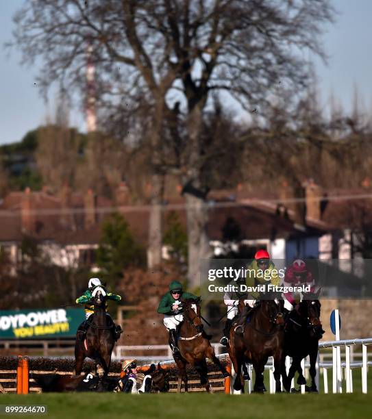 Dublin , Ireland - 28 December 2017; Nichols Canyon, with Paul Townend up, falls during the Squared Financial Christmas Hurdle on day 3 of the...