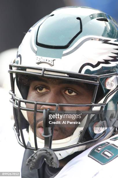Guard Chance Warmack of the Philadelphia Eagles in action against the New York Giants during the game at MetLife Stadium on December 17, 2017 in East...