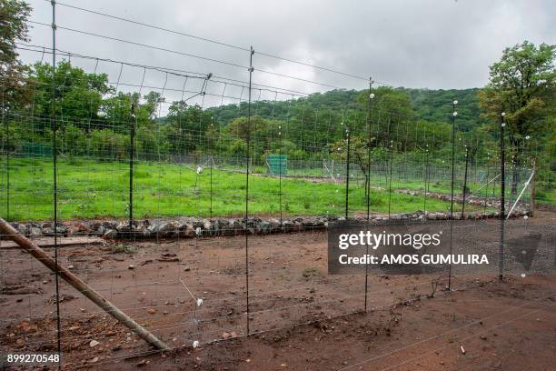 Picture shows an animal holding inclosure housing newly received cheetahs at Liwonde National Park in southern Malawi, on December 27, 2017. African...