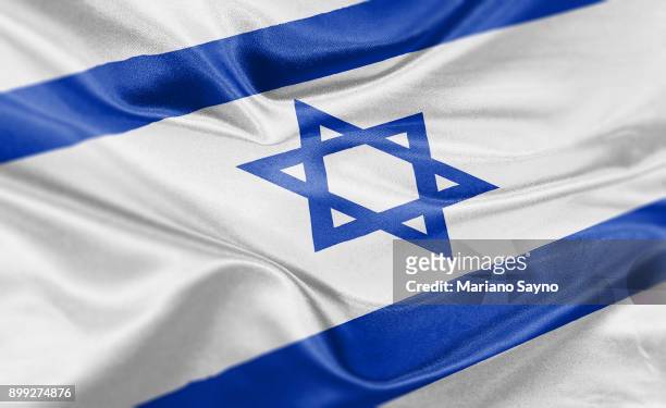 high resolution digital render of israel flag - israel stock-fotos und bilder