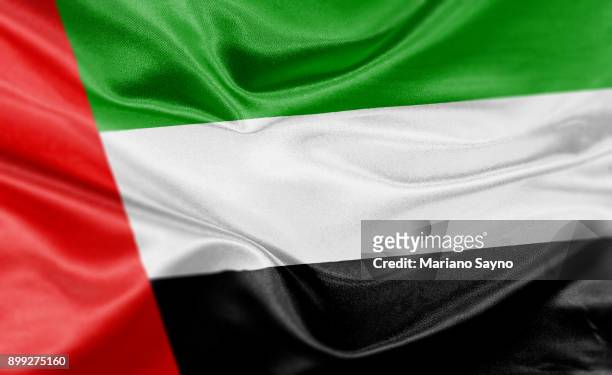 high resolution digital render of uae flag - gulf countries flags stock pictures, royalty-free photos & images