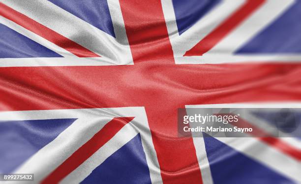 high resolution digital render of united kingdom flag - flagge stock-fotos und bilder