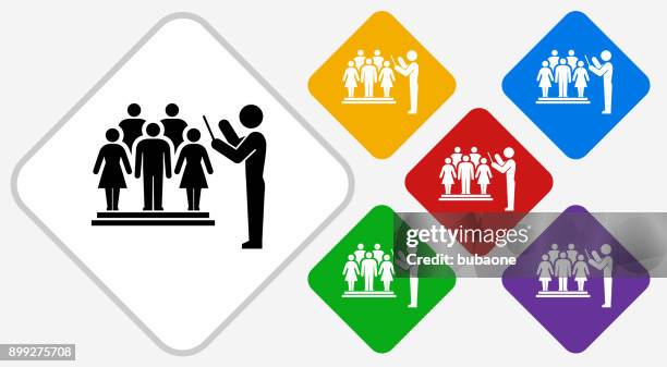 choir and director color diamond vector icon - choir performance stock illustrations