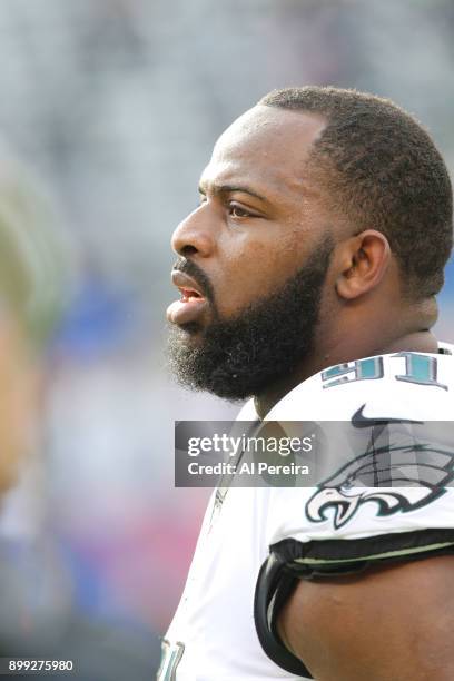 Defensive Tackle Fletcher Cox of the Philadelphia Eagles in action against the New York Giants during the game at MetLife Stadium on December 17,...