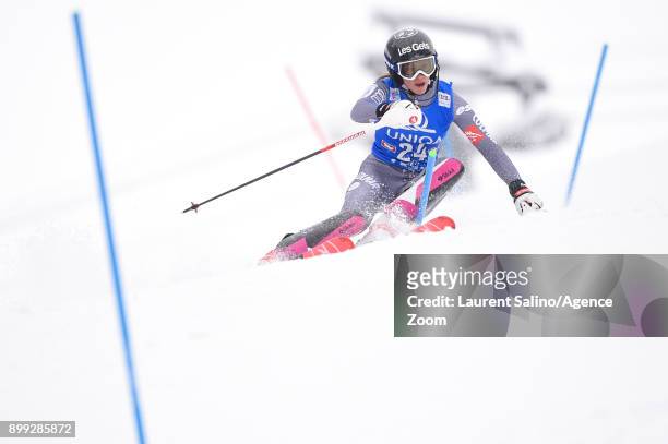 Adeline Baud Mugnier of France competes during the Audi FIS Alpine Ski World Cup Women's Slalom on December 28, 2017 in Lienz, Austria.