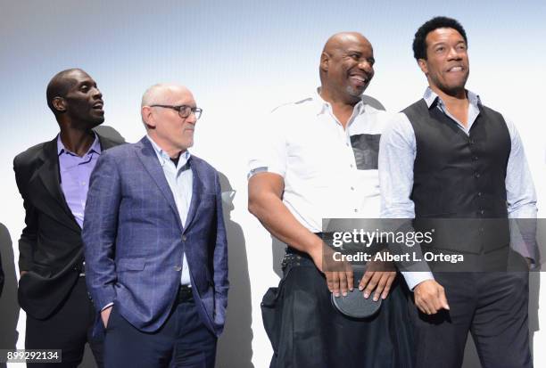 Actors Herman Wilkins, Armin Shimerman, Darnell Davis and Rico E. Anderson participate in the Q&A at the Cast And Crew Screening Of 5th Passenger...