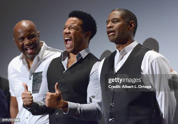 Actors Darnell Davis, Rico E. Anderson and Tim Russ participate in the Q&A at the Cast And Crew Screening Of 5th Passenger held at TCL Chinese 6...