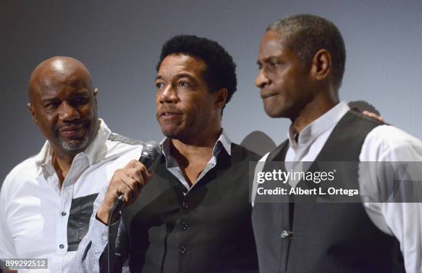 Actors Darnell Davis, Rico E. Anderson and Tim Russ participate in the Q&A at the Cast And Crew Screening Of 5th Passenger held at TCL Chinese 6...