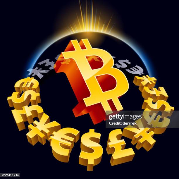 global finance bitcoin - taiwanese currency stock illustrations