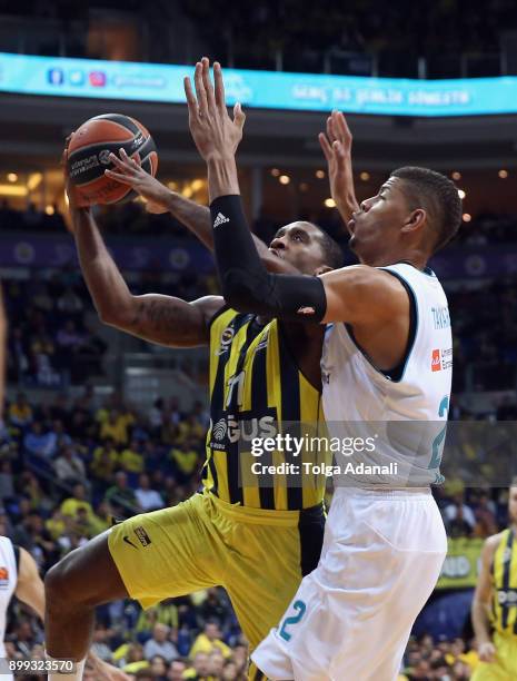 Brad Wanamaker, #11 of Fenerbahce Dogus and Chasson Randle, #2 of Real Madrid in action during the 2017/2018 Turkish Airlines EuroLeague Regular...