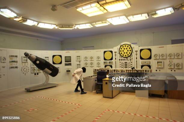 An expert inspects the control room of Obninsk Nuclear Power Plant, the worlds first atomic power plant on November 15, 2017 in Obninsk, Russia. The...