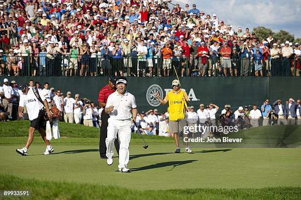 Championship: Y.E. Yang victorious after making final putt on No 18 to win tournament during Sunday play at Hazeltine National GC. Chaska, MN...