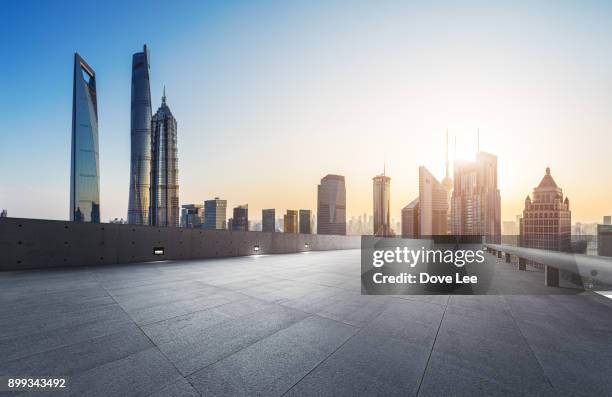 urban square - view of city square in shanghai china stock-fotos und bilder