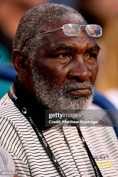 Richard Williams watches his daughter Serena Williams of the U.S. Plays Yaroslava Shvedova of Kazakistan during the Rogers Cup at the Rexall Center...