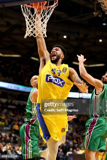 Jonah Bolden, #43 of Maccabi Fox Tel Aviv in action during the 2017/2018 Turkish Airlines EuroLeague Regular Season Round 15 game between Maccabi Fox...