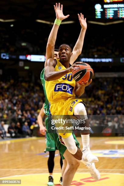 Norris Cole, #30 of Maccabi Fox Tel Aviv in action during the 2017/2018 Turkish Airlines EuroLeague Regular Season Round 15 game between Maccabi Fox...