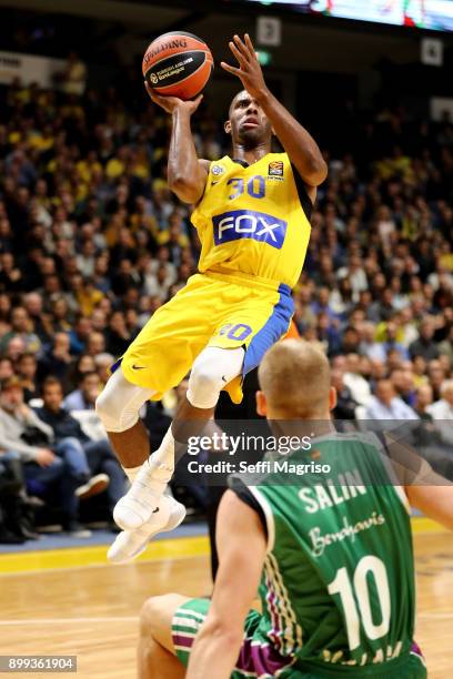 Norris Cole, #30 of Maccabi Fox Tel Aviv in action during the 2017/2018 Turkish Airlines EuroLeague Regular Season Round 15 game between Maccabi Fox...