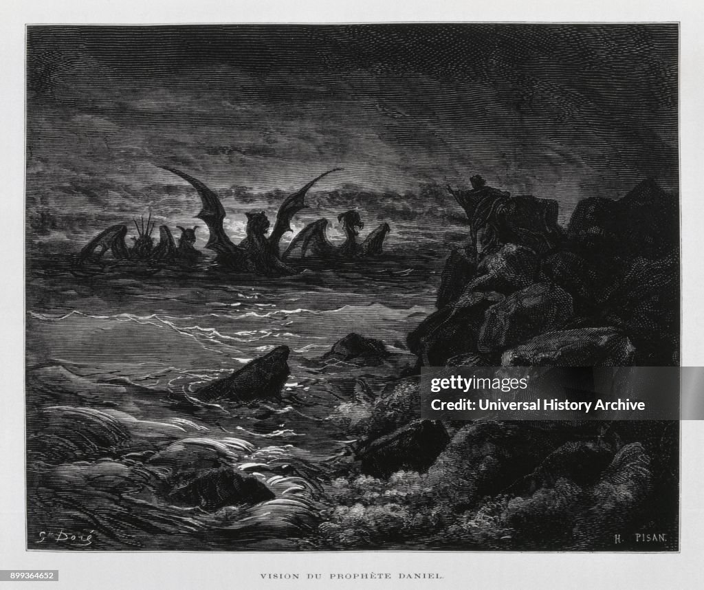 Vision of the prophet Daniel, Illustration from the Dore Bible 1866.