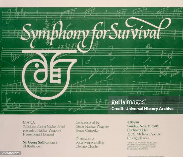 Poster for a 'Symphony for Survival', concert, by the Chicago Symphony Orchestra, under Sir George Solti, to benefit organizations dedicated to...
