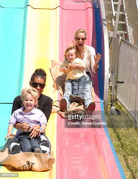 Actress Sharon Stone attends A Time for Heroes Celebrity Carnival Sponsored by Disney, benefiting the Elizabeth Glaser Pediatric AIDS Foundation,...