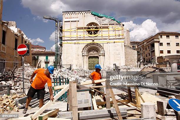 Reconstruction in L' Aquila after the earthquake on August 08, 2009 in L'Aquila, Italy.