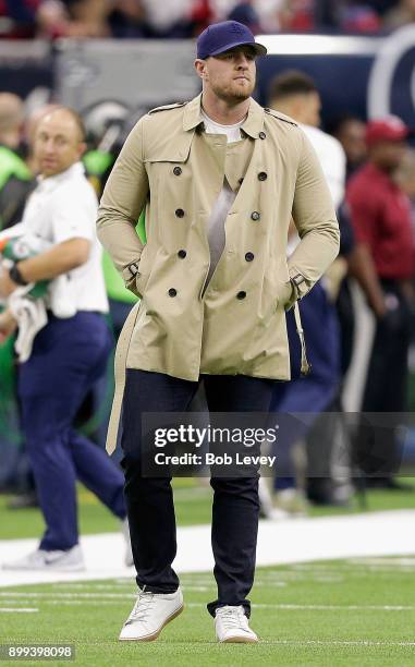 Watt of the Houston Texans acknowledges the crowd at NRG Stadium on December 25, 2017 in Houston, Texas. The Pittsburgh Steelers defeated the Houston...